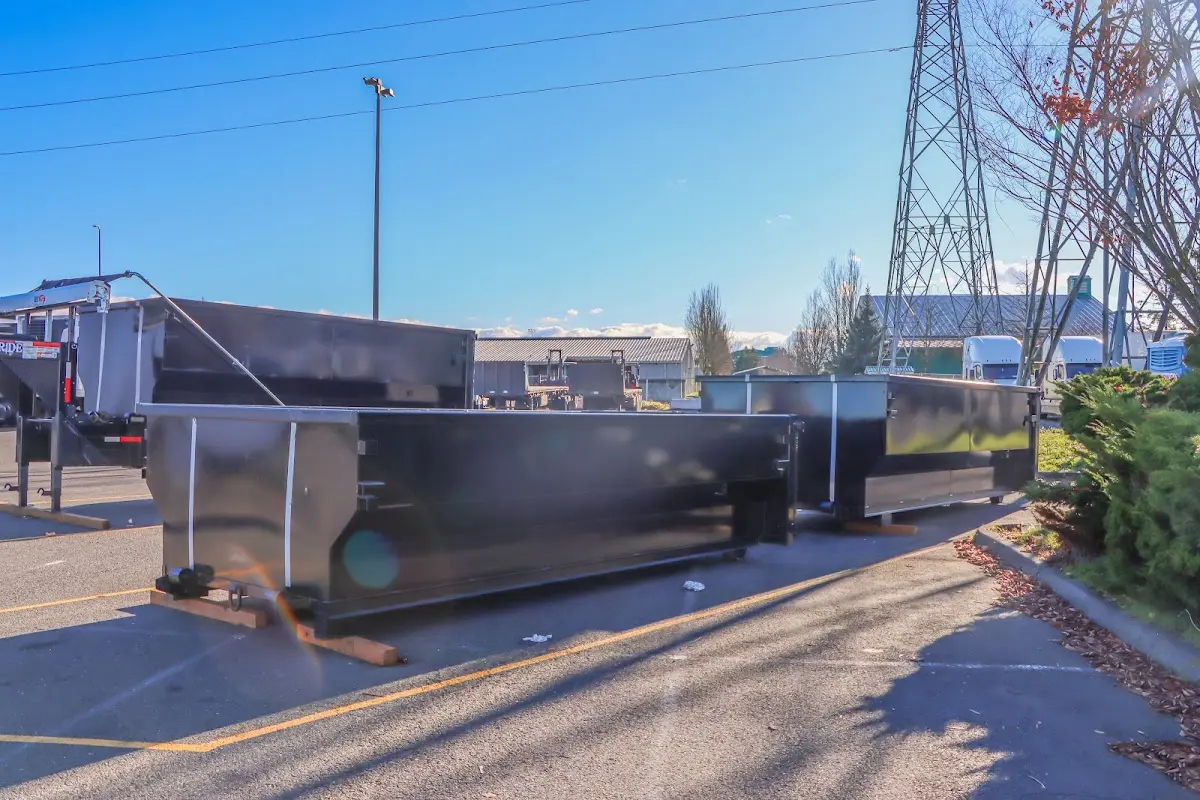 Roll-off dumpster ready for waste disposal at job site for 2 Yard Dumpster Rental in Longswamp